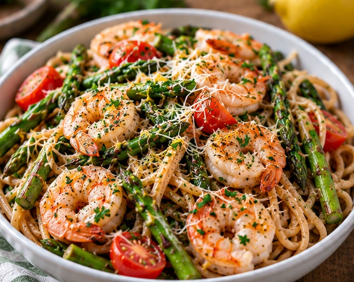 Lemon-Garlic Shrimp & Broccoli Linguine