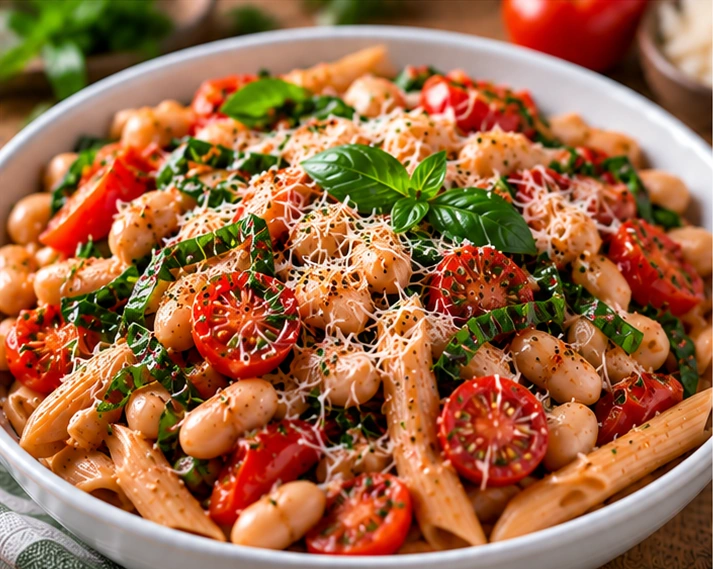 Tomato-Basil White Bean Pasta